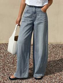 DAZY Women's Regular Waist Loose Straight Leg Casual Jeans - Light Wash - View 4