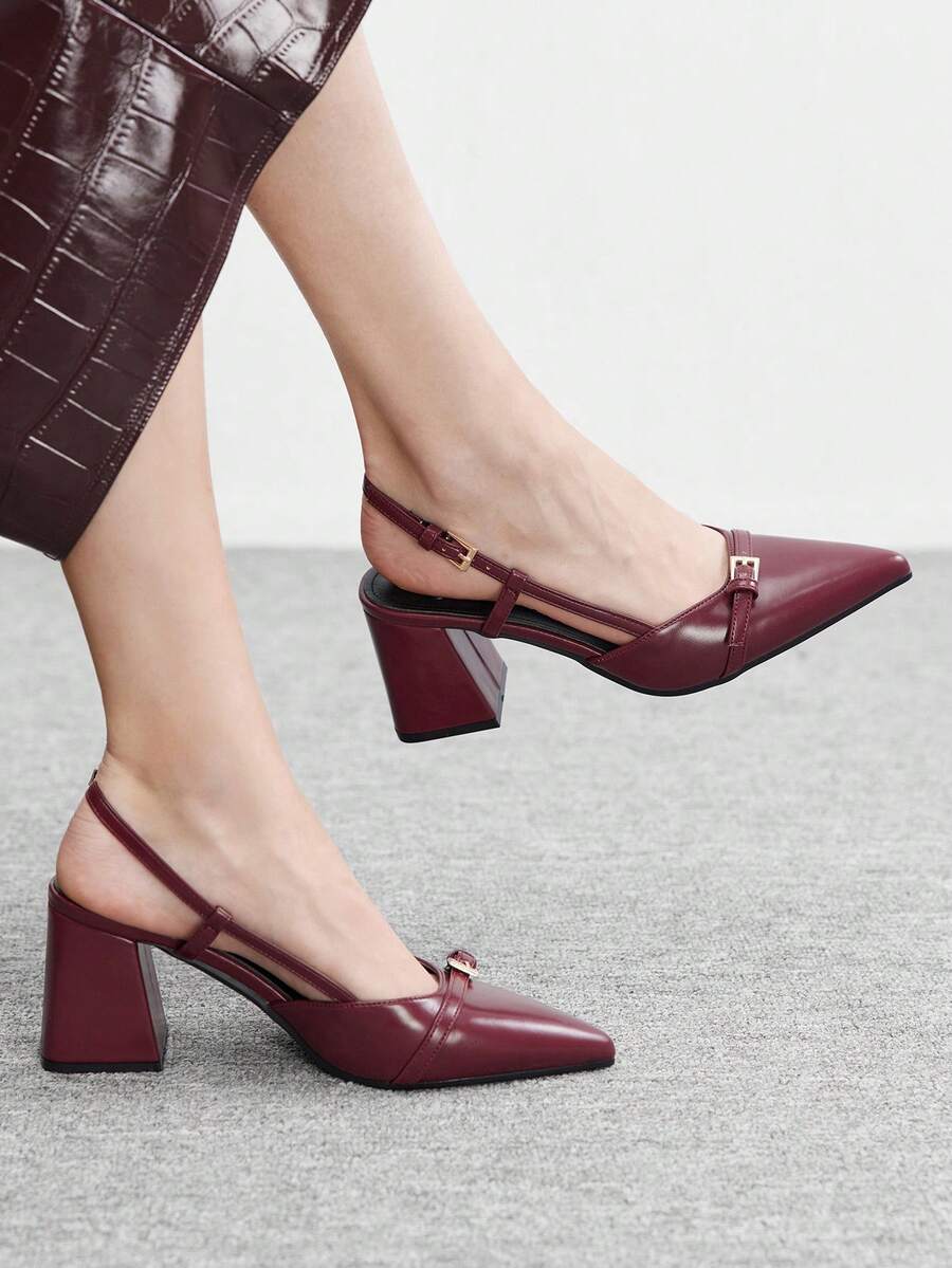 CUCCOO BIZCHIC Giày cao gót mũi nhọn màu đỏ tía cổ điển dành cho nữ, kiểu dáng slip-on, đa năng cho đi làm, hẹn hò, dự tiệc, lễ hội, đám cưới hoặc Giáng sinh. - Rouge Casaque - Xem 1