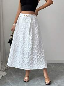 Elenzga Đầm nữ màu trắng, chất liệu jacquard họa tiết hoa, dáng xòe eo, đính cúc kim loại, thanh lịch, thích hợp làm quà sinh nhật, hẹn hò, dự tiệc, đi làm, đi học, du lịch, mùa xuân/hè. - trắng - Xem 6