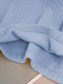 GlowEve CURVE 大码撞色 Polo 领休闲夏季针织 T 恤 - 藍色 - 查看 3