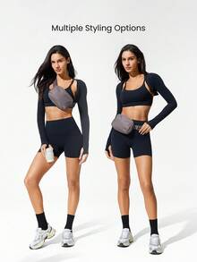 GLOWMODE 1L Zipper Everywhere Belt Bag Water Repellent Waist Crossbody Bags With Adjustable Strap  Spring Summer - Purple brown - View 3