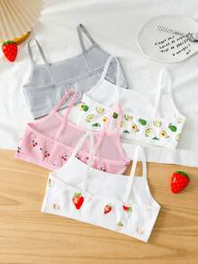 4件装女童可爱休闲水果印花文胸 - 彩色 - 查看 2