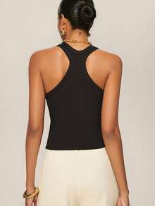 ATUI Studio 女士Y2K串珠装饰修身露背上衣 - 黑色 - 查看 3