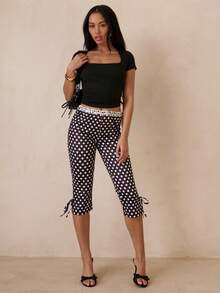 Glamine Women's Elegant Sexy Polka Dot Skinny Capri Pants Crop Pants Polka Dot Pants Women's Pants For Summer Cute Pants Women's Capris - Multicolor - View 6