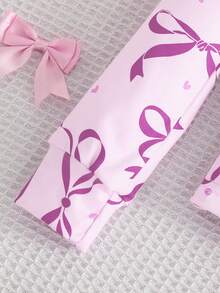 少女蝴蝶印花长袖上衣和裤子睡衣套装 - 淡紫色 - 查看 6