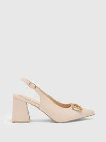 CUCCOO BIZCHIC Sepatu Hak Tebal Klasik Wanita Warna Burgundy, Serbaguna untuk Beraktivitas, Kencan, Pesta, Liburan, Pernikahan, Natal, Hari Valentine, dan Musim Semi. - Teh susu aprikot - View 2