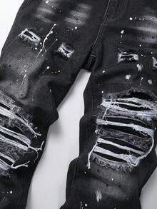 Manfinity EMRG Men's Pocket Distressed Casual Jeans - Black - View 3