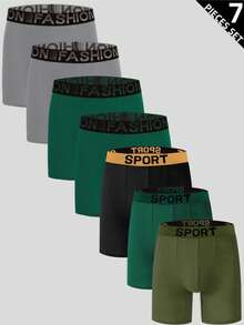 7pcs/Set Men's Letter Waistband Casual Boxer Briefs - Multicolor - View 1