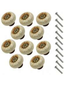 亮丽豹纹陶瓷圆形橱柜拉手 - 单孔拉手，易于安装，适用于衣柜、抽屉、酒柜 - 时尚梳妆台把手（多种颜色可选） - 彩色 - 查看 10