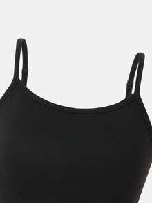 Emery Rose Kids 少女纯色吊带背心搭配条纹阔腿裤休闲装 - 黑與白 - 查看 4