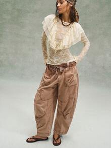 Bohemela Áo thun nữ dáng ôm vừa vặn, màu trơn, chất liệu ren, cổ chữ V, kiểu dáng thường ngày. - Màu vàng - Xem 9