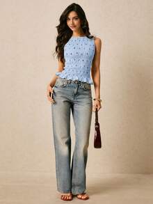 Poéselle 女士樱桃印花吊带衫 - 淺藍色 - 查看 5