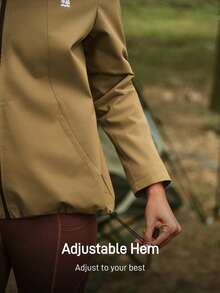 In My Nature Jaket Windbreaker Outdoor Wanita Warna Polos dengan Tudung - Coklat - View 6