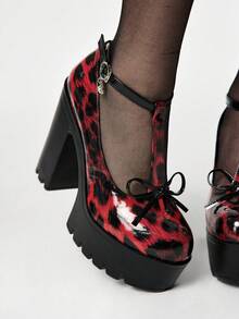 ROMWE Grunge Punk Giày cao gót nữ - Đỏ - Xem 3