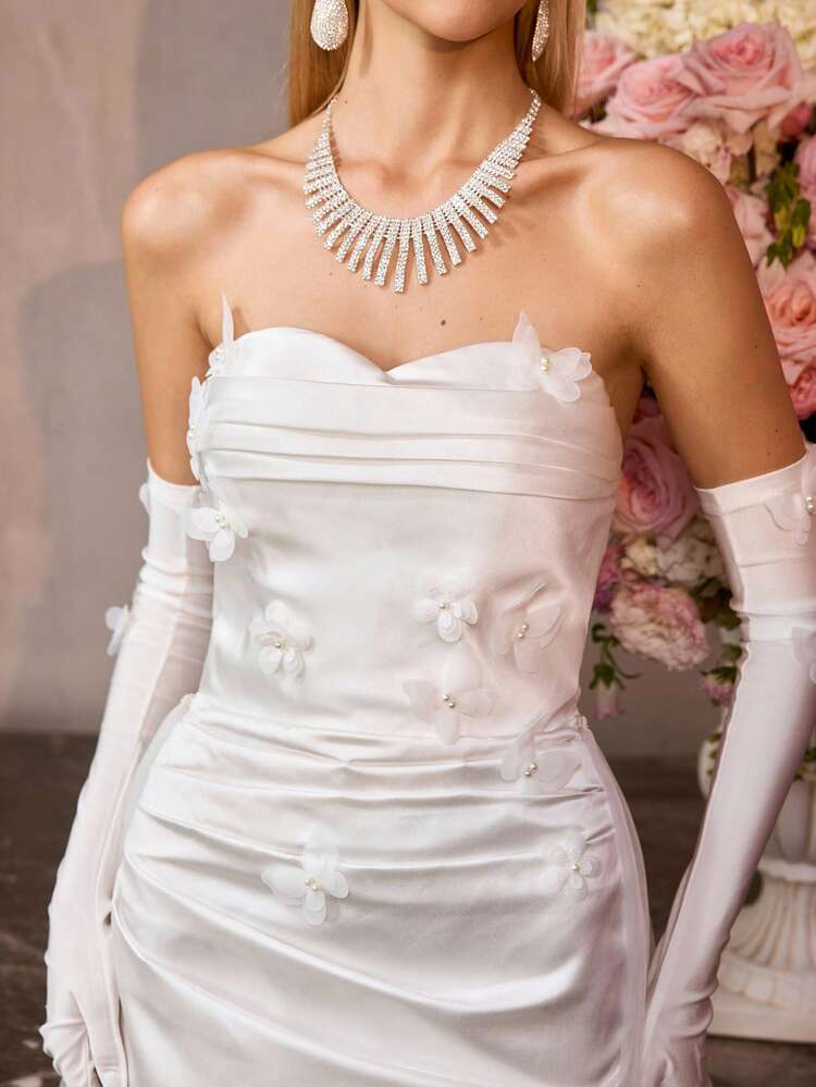 MOTF Soiréza WOMEN'S STRAPLESS CONTOURED MERMAID GOWN WITH RUCHED FLORAL BODICE – IDEAL FOR WEDDINGS, GALA DINNERS, AWARD CEREMONIES & FORMAL RECEPTIONS