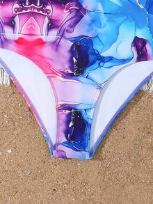 SHEIN Teen Girl Marble Print One-Piece Swimsuit (Print Randomly) - Multicolor - View 5