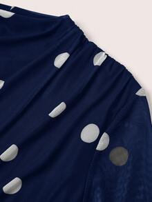 Ellevyn Đầm dệt kim lưới in họa tiết xếp ly dành cho nữ - Màu xanh hải quân - Xem 3