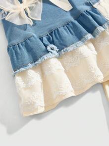 ROMWE Kawaii 可爱甜美蛋糕边女士牛仔迷你裙 - 彩色 - 查看 3