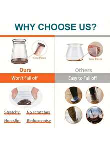 Round-Chair Leg Floor Protectors, Furniture Pads For Hardwood Floors, Furniture Sliders For Chair Legs, Rectangle Floor Protectors For Chairs, Silicone Chair Leg Caps Cover,Effectively Protect The Floor And Table Legs - Transparent brown - View 4