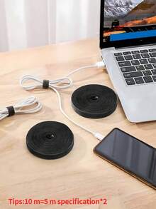 1 Dây buộc cáp tái sử dụng, có các kích cỡ 1m/3m/5m, thích hợp để cố định dây cáp máy tính để bàn, dây ổ cắm và sắp xếp các bó dây cáp máy tính để bàn! - màu đen - Xem 4