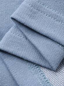 DAZY Summer Letter Print Blue Round Neck Streetwear Men T-Shirt - Blue - View 8