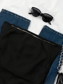 SHEIN EZwear 女士休闲抽绳系带露脐抹胸上衣 - 彩色 - 查看 6