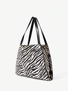 Maija Ladies, Women Shoulder Bag, Hobo Bag, Cow Print, Animal Print, Fashionable, Elegant, Simple, Personalized, Versatile, Classic, For Commute, Office, Date, Daily, Shopping, Afternoon Tea - Black - View 3