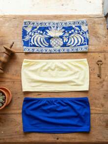 CAJUNI Kit 3 Atasan Rajut Bordir Pisang Liburan Chic - MultiWarna - View 1