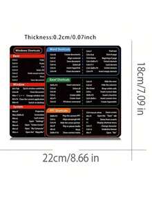 Keyboard Shortcuts Mouse Pad - Boost Productivity With Thickened Anti-Skid Rubber, 9.45 X 7.9 Inches, Compatible With Microsoft Word And Excel For PC Windows, Ergonomic Design For Comfortable Use Back To School - Multicolor - View 2