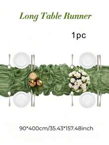 1pc Green Crinkle Cheese Cloth Table Cloth For Wedding, Bride, Birthday Party Rectangular And Round Dining Table Decor Back To School Valentine Day - Green - View 10
