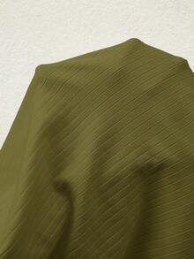 SHEIN Maternity Ribbed Lettuce-Edge Form-Fitting Short Sleeve Top - Army Green - View 6