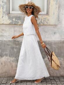 Brillora Bộ đồ ren 2 mảnh thời trang, thanh lịch, lãng mạn dành cho nữ, thích hợp cho kỳ nghỉ. - trắng - Xem 3