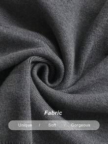 SHEIN Clasi 女士优雅知性简约休闲日常通勤开衫，设计时尚，年轻潮流，圆领插肩长袖，金属纽扣围巾装饰，纯色修身大码开衫，秋冬款 - 灰色 - 查看 6