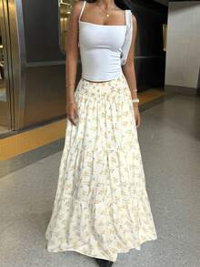 Muchica Women's Ditsy Floral Skirt - Light Yellow - View 4