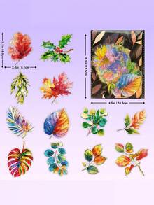 30张/套 3D金箔宠物激光贴纸，树叶和植物图案，防水贴纸，ins风，装饰 - 彩色 - 查看 2