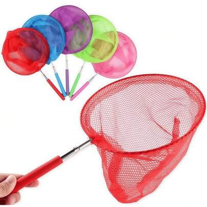 1 2 4 Pcs Collapsible Portable Stainless Steel Small Fishing Insect Net Mini Telescopic Handheld Tool For Outdoor Camping Adventure Spring Summer Fall Random Colors