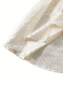 SHEIN 2pcs/Set Elegant Teen Girls Asymmetric Ruffle Collar Blouse + 3D Floral Textured Skirt Suit, Princess Dress Set