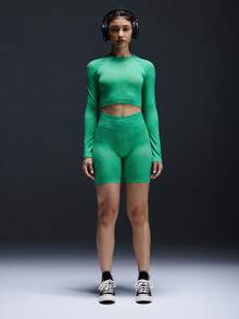 Powerista Women's Raglan Sleeve Cropped Sports T-Shirt - Green - View 3