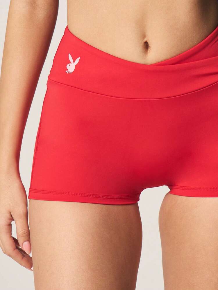 Missguided x Playboy High Rise Athletic Shorts With Logo Print Perfect For Summer Workouts And Active Lifestyle Training