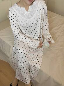 Dazy Plus Plus Size Women Heart & Floral Contrast Lace Elegant Long Nightgown - White - View 6