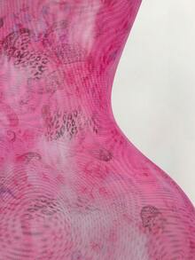 Amplova Lace Cup Detail Tropical Floral Mesh Bodycon Mini Dress - Multicolor - View 9