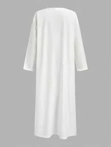 Tween Boy Casual Vintage, Loose Long Shirt, Arabic Style Long Robe Shirt, Suitable For Spring/Summer, Suitable For Home, Suitable For Gatherings - White - View 3