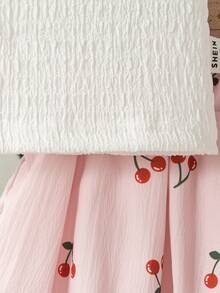 Souflis Souflis 2pcs/Set Baby Girl Spring&Summer Casual Style Bowknot-Shape Embroidery Sleeveless Top&Short Pleated Skirt - Multicolor - View 12