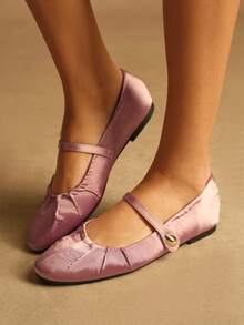 Rosivie Giày bệt nữ mùa hè 2025 kiểu Pháp mới, mũi vuông, quai ngang rỗng màu đen, thoáng khí, thoải mái. - Bụi hồng - Xem 6