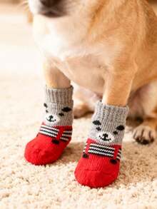PETSIN Anti Slip Skid Bottom Lovely Puppy Dogs Pet Knits Socks Cute Pet Fashion Pets Dogs Socks For Cats Dog Toy Supplies - Multicolor - View 7