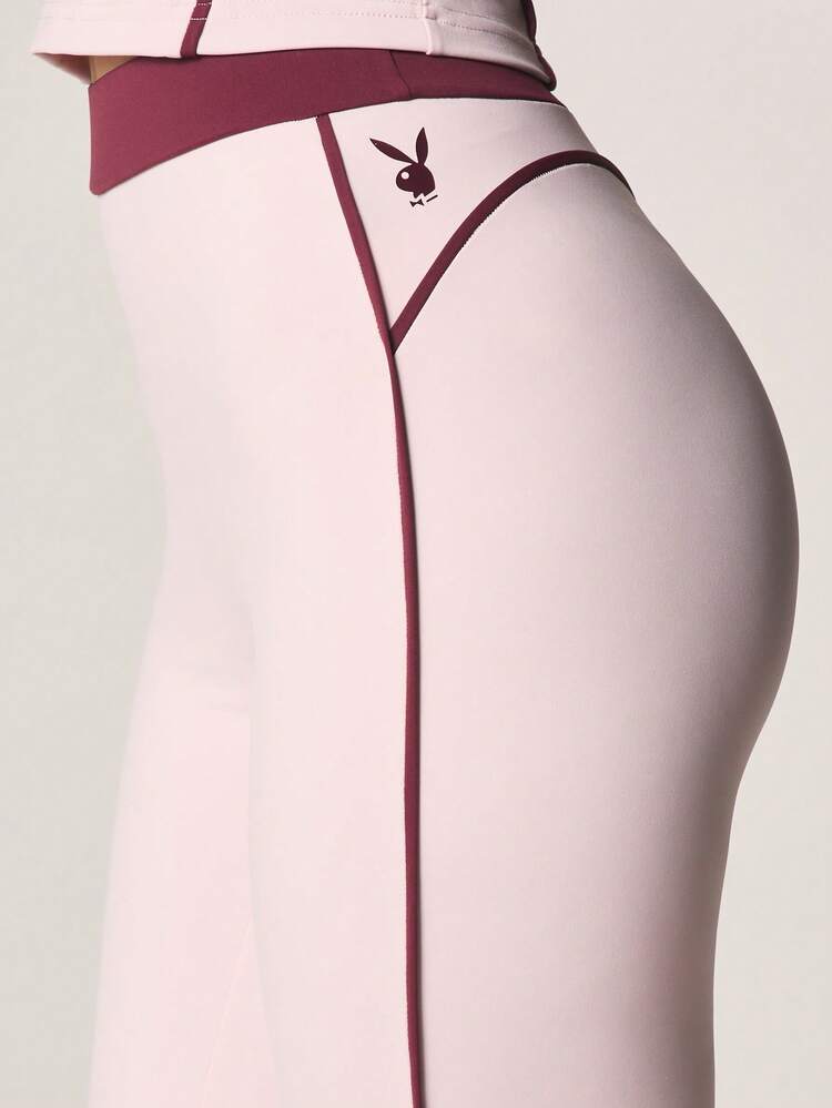 Missguided x Playboy Ribbed Tank Top And High Waisted Leggings Set With Contrast Trim Details And Cross Back Design For Active Lifestyle