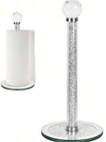Crystal Glass Round Base Kitchen Dining Table Paper Towel Holder - Multicolor - View 14