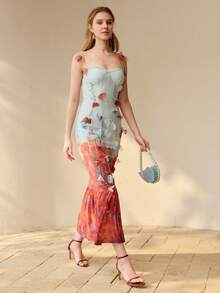 MOTF PREMIUM VESTIDO CAMISERO ELEGANTE DE MUJER CON APLICACIONES FLORALES, PARA VERANO - Azul - Ver 6