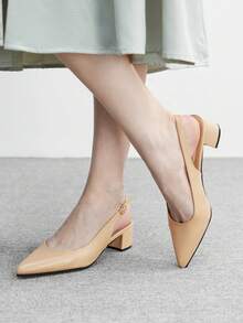 CUCCOO BIZCHIC Elegantes tacones altos puntiagudos, sandalias de tira versátiles y de moda simple para mujer, ideales para ir al trabajo o el Día de San Valentín - Albaricoque - Ver 4