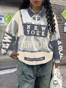 Rovax Women's Fashionable Printed Long Sleeve Sweatshirt - Multicolor - View 3